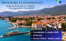 Edukacija za privatne  iznajmljivače ponedjeljak, 9. ožujka 2026. godine, u 17:00 sati, Dvorac Vitturi u Kaštel Lukšiću.