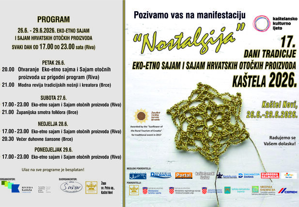 17. DANI TRADICIJE "NOSTALGIJA", EKO ETNO SAJAM I SAJAM OTOČKIH PROIZVODA