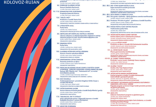 PROGRAM-KAŠTELANSKO KULTURNO I ZABAVNO LJETO 2026
