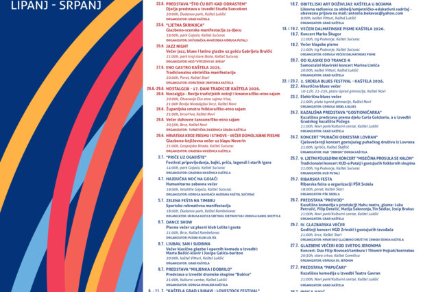 PROGRAM-KAŠTELANSKO KULTURNO I ZABAVNO LJETO 2026